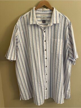 Oak Hill Cool & Dry Big & Tall Seersucker Double Stripe Sport Shirt 3XLT Summer
